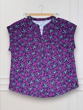 Jones New York Signature Purple Floral Top NWT MED